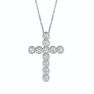 0.55 Carat Diamond Cross Pendant Necklace 14K